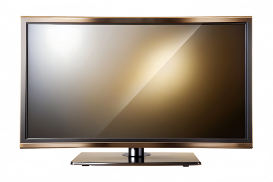 Flat Screen Television Bronze Bezel Dark Brown Screen Studio Lighting A I G E N E R A T E D - P N G isolated on a transparent background