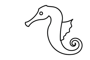 Simple line drawing of a seahorse continuous-line art