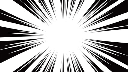 Obraz premium 漫画でよく使われる集中線。白ベースに黒い線。注目させるときに使う。ズームイン。