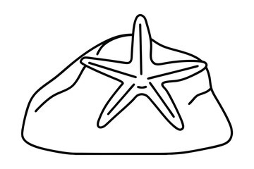 Starfish on rock continuous line drawing simple illustration