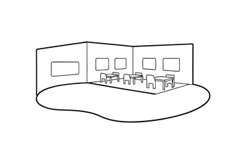 Simple line drawing classroom design continuous line art