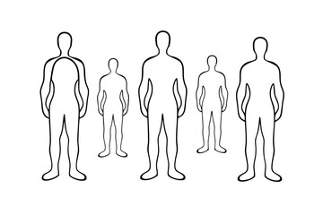 Continuous-line drawing of four diverse human figures