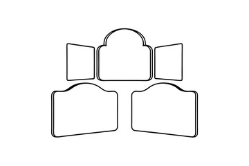 Continuous-line drawing of a five-panel display or sign