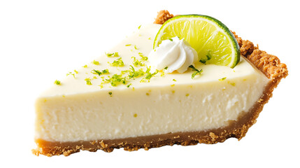 cheesecake with lemon slice isolated on white background 