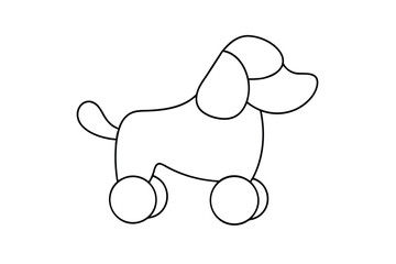 Adorable cartoon dog on wheels continuous line drawing