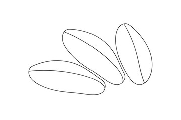 Three simple line drawing rice grains continuous-line art