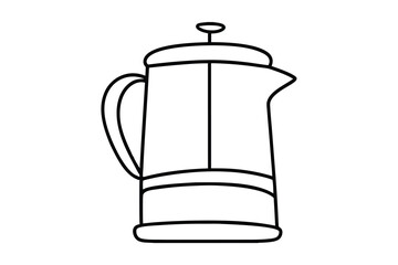 French press coffee maker continuous-line art illustration
