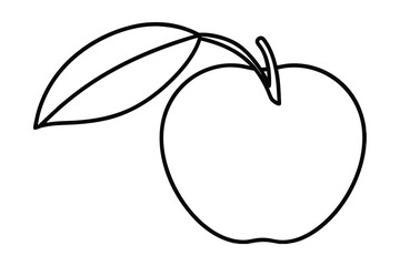 Simple line drawing of an apple with leaf continuous-line art