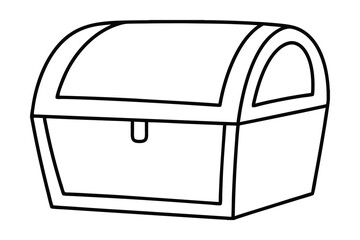 Cartoon treasure chest continuous-line drawing illustration