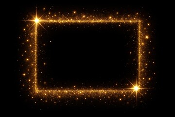 Radiant Gold Sparkle Frame with Magical Glowing Effects and Luxury Glamour Background