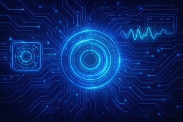 Sci-Fi Abstract Background with Holographic Technology Elements and Futuristic Digital Interface Design