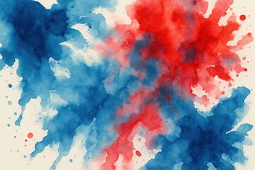 Abstract Blue and Red Watercolor Stains with Artistic Paint Splash Effects