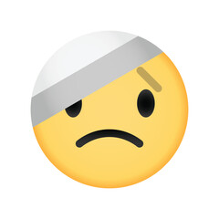Fototapeta premium Injured emoji with bandage on head