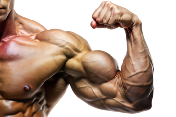 Muscular arm flexed - isolated - on a white background png, ai generated
