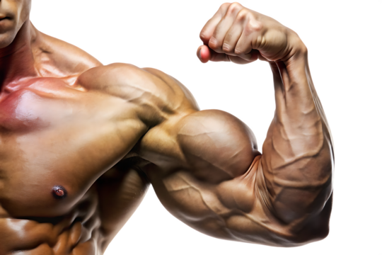 Muscular arm flexed - isolated - on a white background png, ai generated