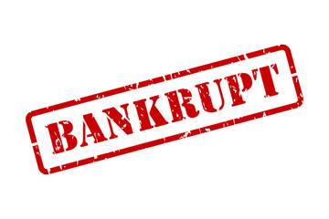 Bankrupt label in stencil lettering as an isolated red rubber stamp vector