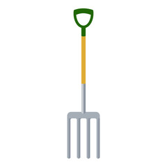 Garden fork or digging fork gardening tool in a flat design vector icon