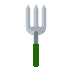 Gardening fork hand tool for weeding in flat design vector icon