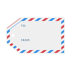 Gift tag with blank space and airmail pattern as a vector template