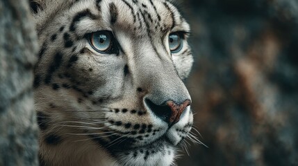 Obraz premium Close-up Portrait of a Majestic Snow Leopard