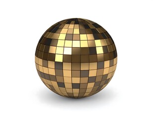Obraz premium Golden disco ball on white
