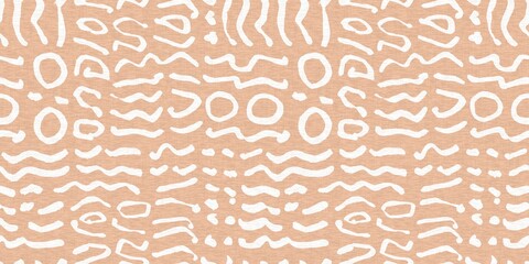 Fototapeta premium Gender neutral baby nursery decor trim. Sketch border in decorative kid fashion swatch. Calm minimal shape seamless pattern edge. 