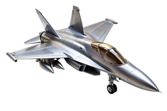 Silver Fighter Jet Angled View Studio Lighting 3 D Render A I G E N E R A T E D - P N G isolated on a transparent background