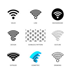 Each wireless technology icon has its own creative design, and each design can meet the needs of different jobs.