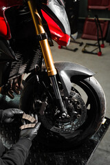 Front brake pads are inspected and swapped out for better braking response. Front Brake Pad...