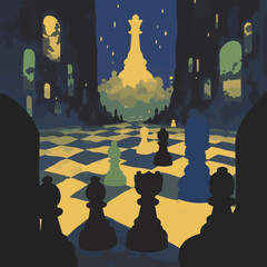 Spooky Halloween Vector Illustration Featuring Silhouettes of Haunted Houses, Witches, Bats, Cats, and Dark Cemetery Scenes – Perfect for Nighttime Horror Designs and Scary Holiday Art

