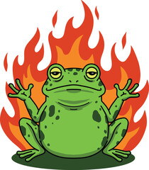 Burning Frog Meme Illustration 