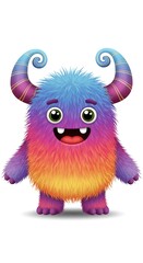 Fototapeta premium Rainbow Furry Monster: Joyful 3D Render