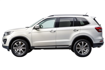 White S U V Side View Studio Lighting Sharp Focus A I G E N E R A T E D - P N G isolated on a transparent background