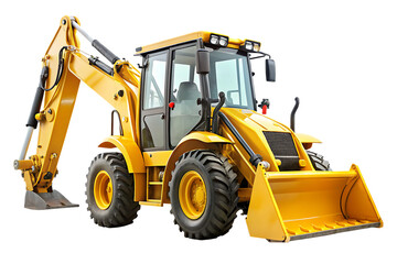 Yellow Backhoe Loader Excavator Heavy Equipment Machine Studio Shot A I G E N E R A T E D - P N G isolated on a transparent background
