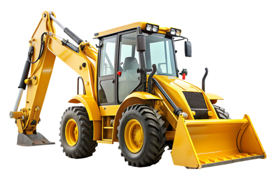 Yellow Backhoe Loader Excavator Heavy Equipment Machine Studio Shot A I G E N E R A T E D - P N G isolated on a transparent background