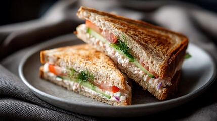 Toasted Sandwich with Fresh Vegetables and Creamy Filling