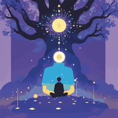 Halloween vector illustration of a spooky tree and cartoon woman character with love-themed elements – perfect for holiday cards, party posters, symbolic art, and festive celebration design concepts.
