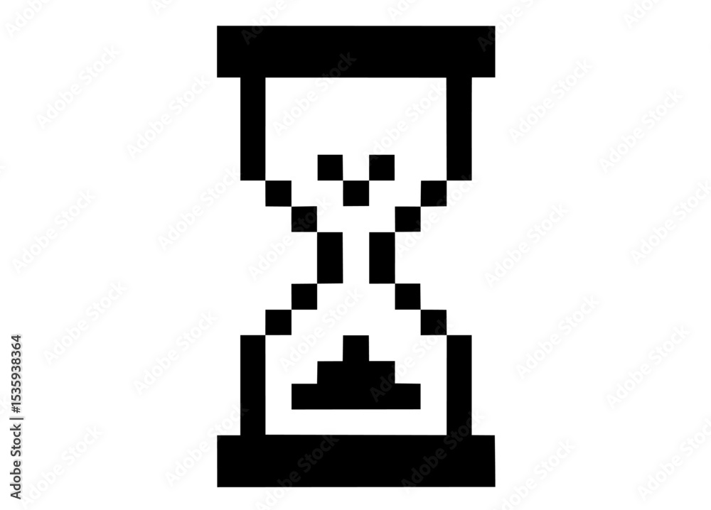 Fototapete Pixel Sand Timer with Falling Sand. Retro Computer Loading, Vintage Interface Element, Old School Pixel Art, Waiting Time Indicator, Digital Countdown, Technology 