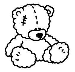 Injured Lonely Teddy Bear Sitting – Sadness, Childhood Toy, Soft Plush Friend, Emotional Comfort, Symbol of Loneliness and Tenderness