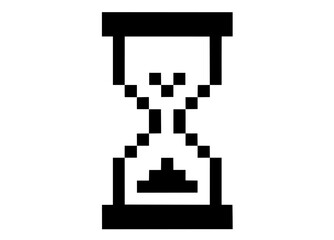 Pixel Sand Timer with Falling Sand. Retro Computer Loading, Vintage Interface Element, Old School Pixel Art, Waiting Time Indicator, Digital Countdown, Technology 