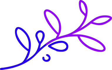 Obraz premium Blue Purple Gradient Minimalist Branch Illustration 1