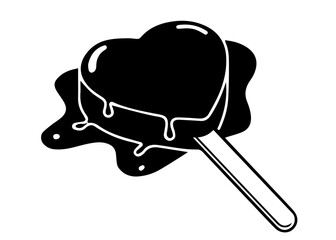 Melting Heart-Shaped Ice Cream on Stick with Dripping Cream. Sad Love, Broken Heart, Summer Dessert, Meltdown Emotion, Romantic Ice Cream, Emotional Design Element