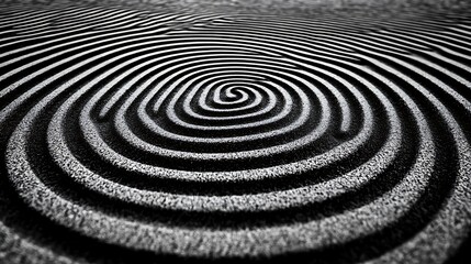 Abstract concentric spiral design on a textured surface.