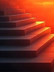 Abstract Staircase Leading to Radiant Skies, Minimalist Ascent Concept