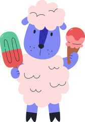 Sheep Holding Ice Cream Treats