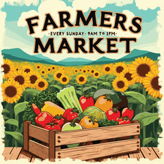 Fresh vector illustration of autumn vegetable basket with pumpkins, tomatoes, peppers, and cucumbers – perfect for healthy diet, organic market, Halloween harvest, and vegetarian food design concepts.