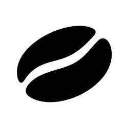 Black Coffee Bean Icon, Vector Illustration, Simple Design Element