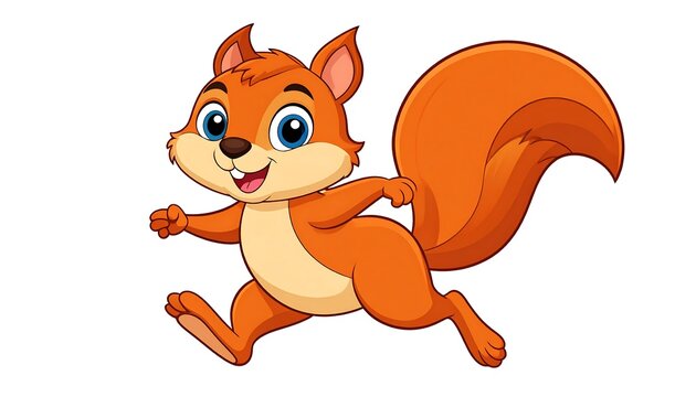 Cute cartoon squirrel running
