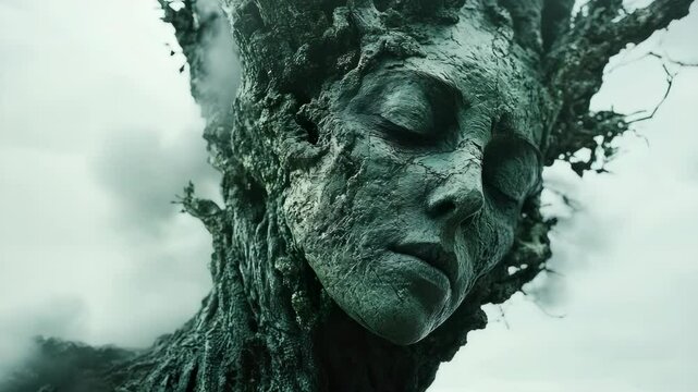 A man with a tree on his head