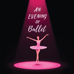 Elegant vector illustration of a fashionable ballerina woman dancing in a vintage pink dress – perfect for beauty, fashion, art, shopping, and glamour-themed design projects celebrating love and movem